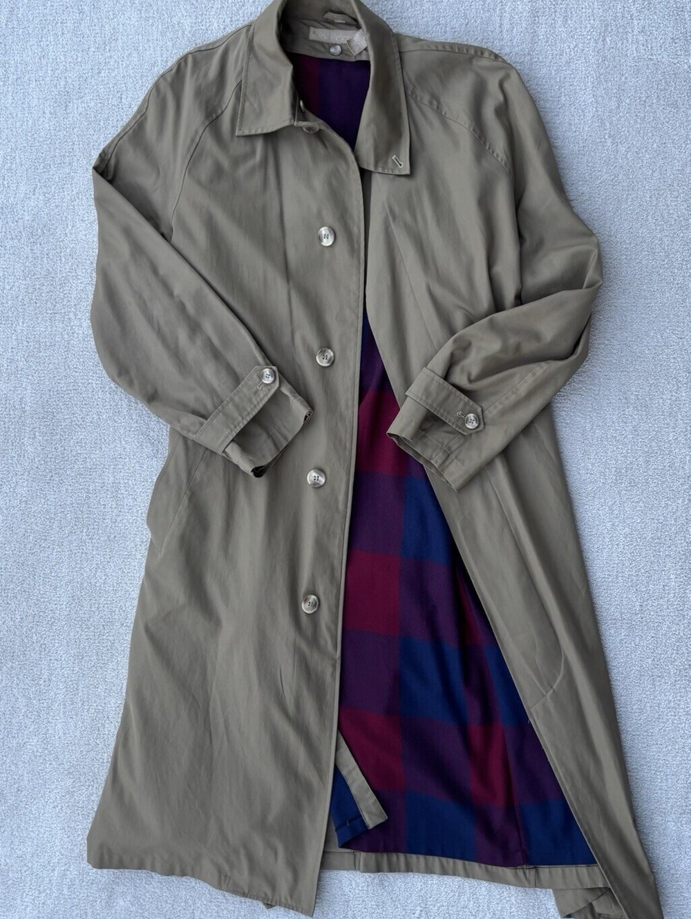 Perry Ellis Collection Women’s Trench Coat With Removable Red Blue Wool Liner